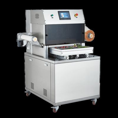 Automatic Vertical Tray Sealer DQ400L-V with Food Grade 304 Stainless Steel and 6061 Anodized Aluminum Mold for  Vacuum Displacement Packaging