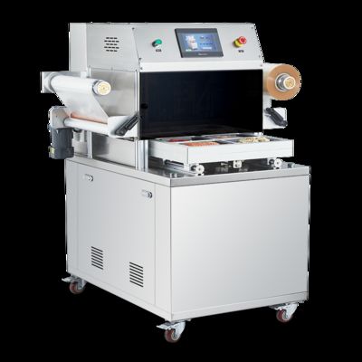 Mesin Penyegelan Kulit Vakum Otomatis Dengan Kualitas Makanan 304 Baja Rustless dan 6061 Cetakan Aluminium Anodisasi untuk Pengemasan MAP