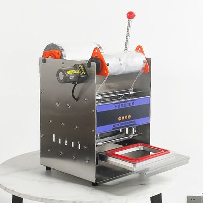 Electric Semi-automatic Manual Milk Tea Sealing Machine DF2014T-S with Food-Grade Stainless Steel Body and 6061 Anodized Aluminum Mold