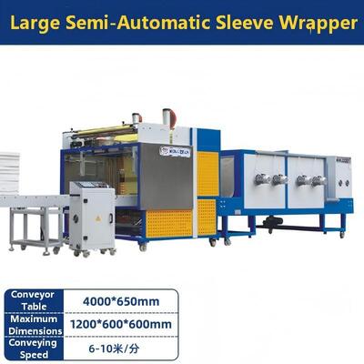 Mesin pembungkus shrink lengan semi-otomatis besar untuk botol air mineral, minuman, kaleng bir, pembungkus shrink film PE/POF